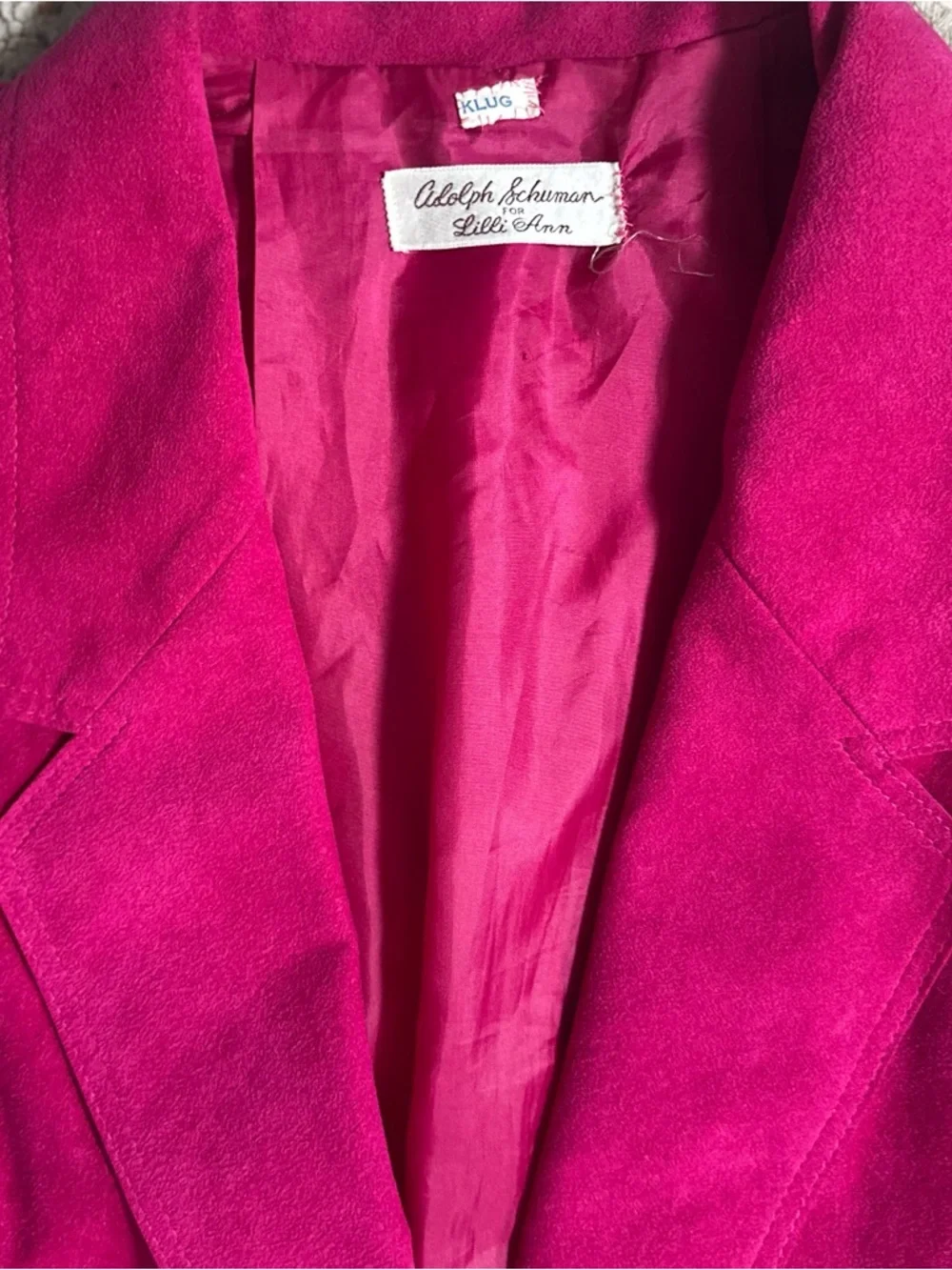 Vintage Adolph Schuman for Lilli Ann Trench Jacket Fuchsia Size 10 - Picture 5 of 8